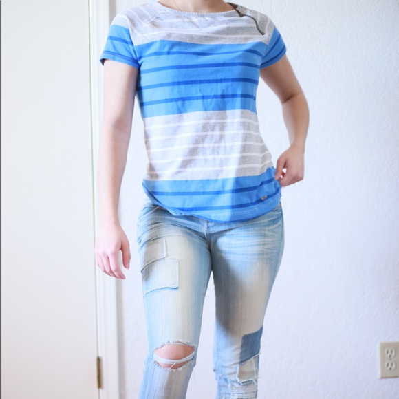 Tommy Hilfiger Zippered Striped Top - Picture 1 of 4